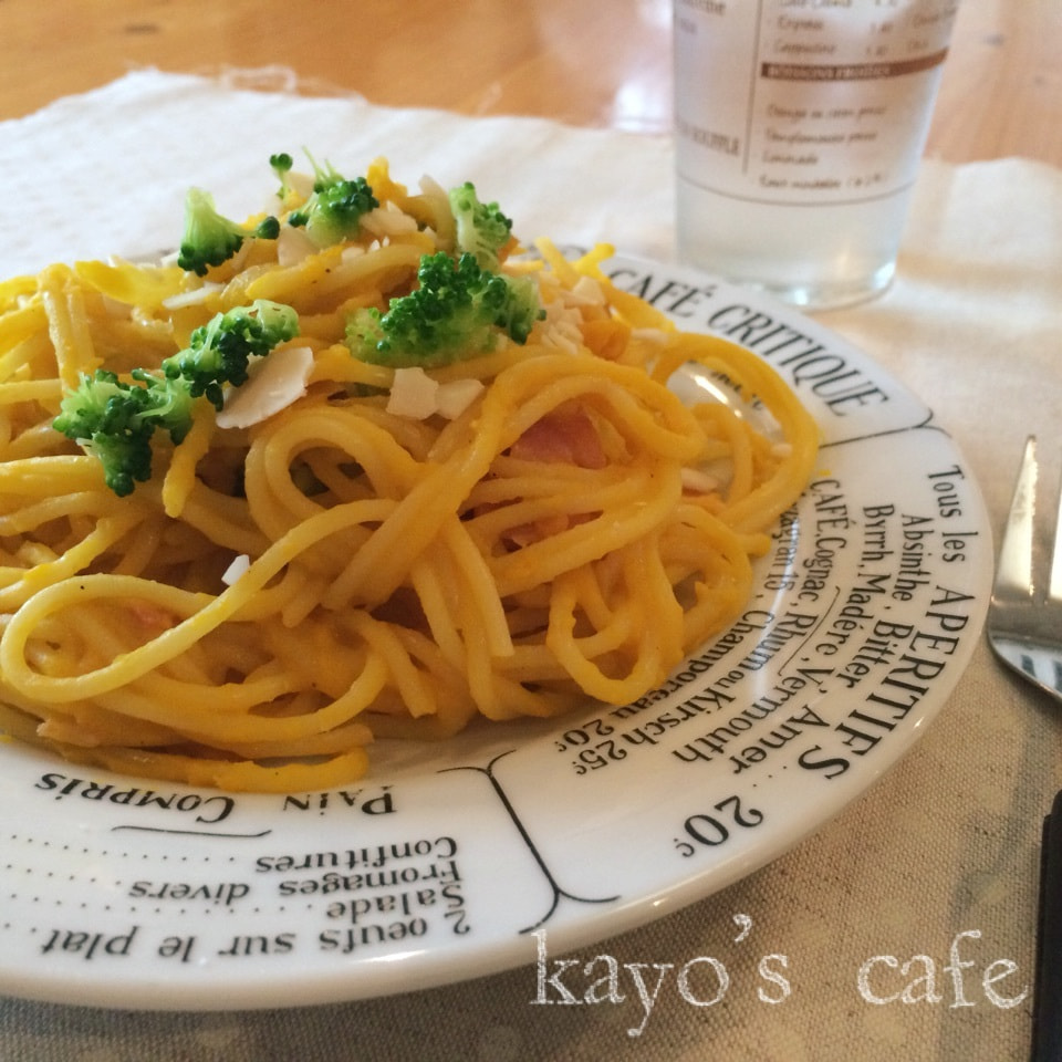 かぼちゃサラダからのリメイク♪かぼちゃクリームパスタ